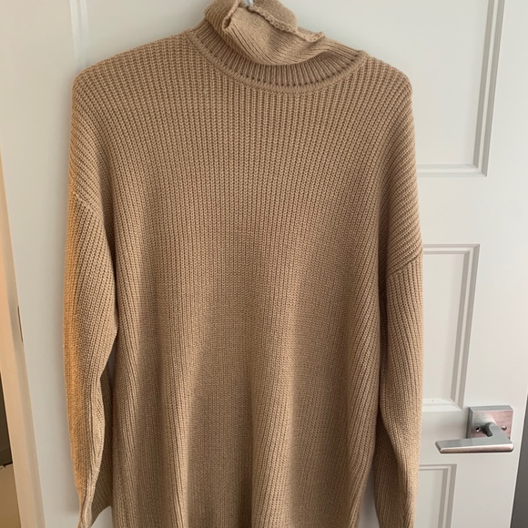 Drop Shoulder Turtleneck Sweater Dress - Picture 2 of 4